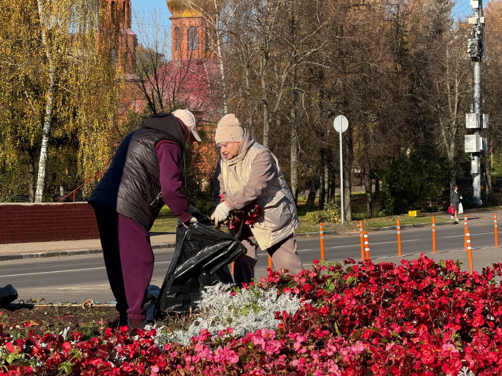 В Дзержинском городского округа Люберцы завершают подготовку городских клумб к зиме