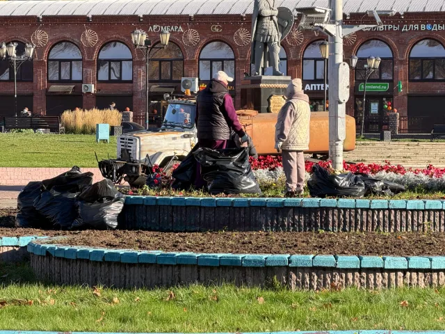 В Дзержинском городского округа Люберцы завершают подготовку городских клумб к зиме